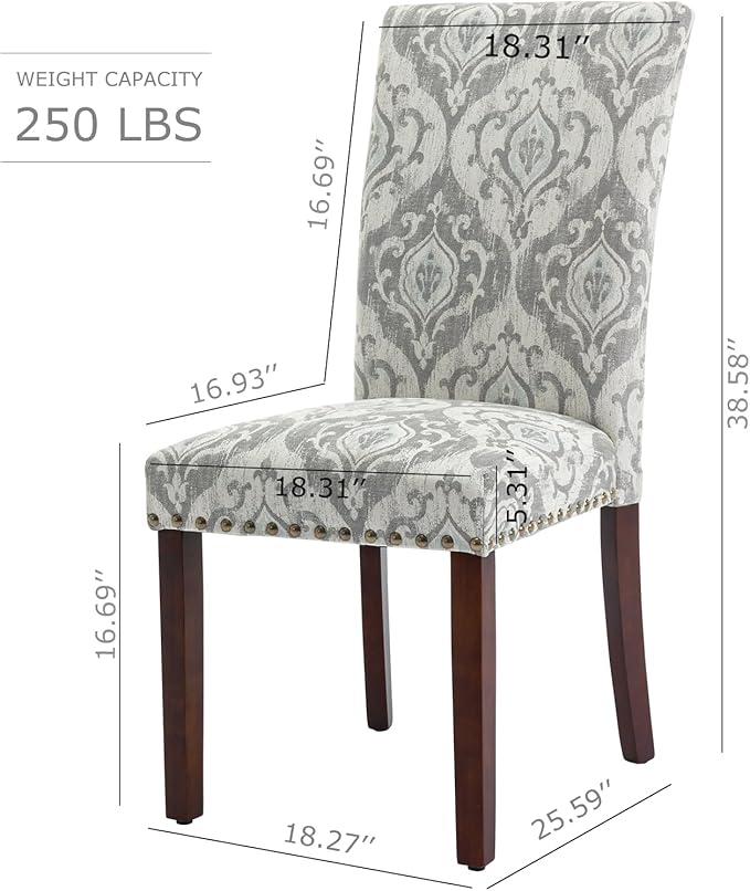 COLAMY Upholstered Parsons Dining Chairs Set of 2, Fabric Dining Room Kitchen - Image 3