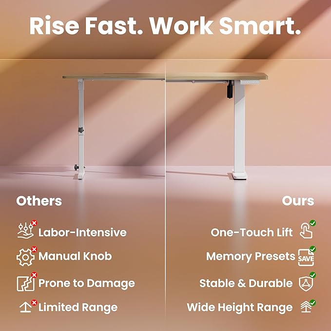 HUANUO 71 x 30 inch Electric Standing Desk Adjustable Height, 4 Memory Height - Image 6