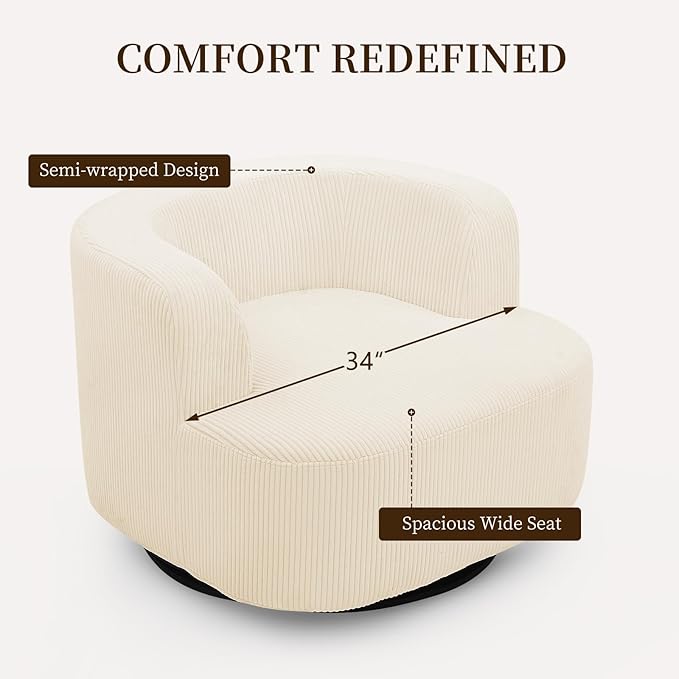 Furnimart 360° Swivel Barrel Accent Chair Set of 2, Round Upholstered Comfy - Image 9