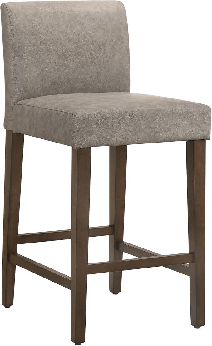 CHITA Counter Height Bar Stools Set of 2, PU Leather in Stone Grey - Image 4
