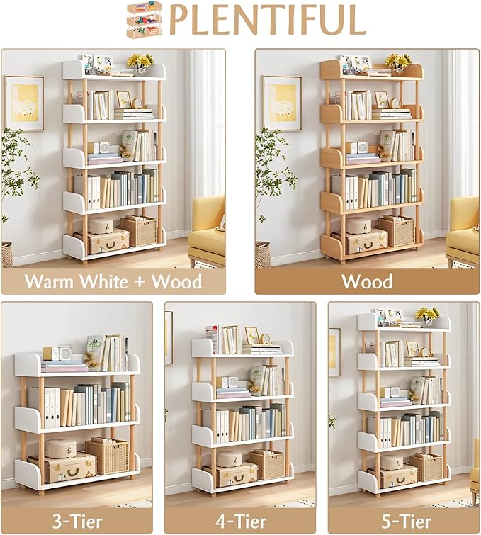 4-Tier Wooden Open Bookcase - Image 4