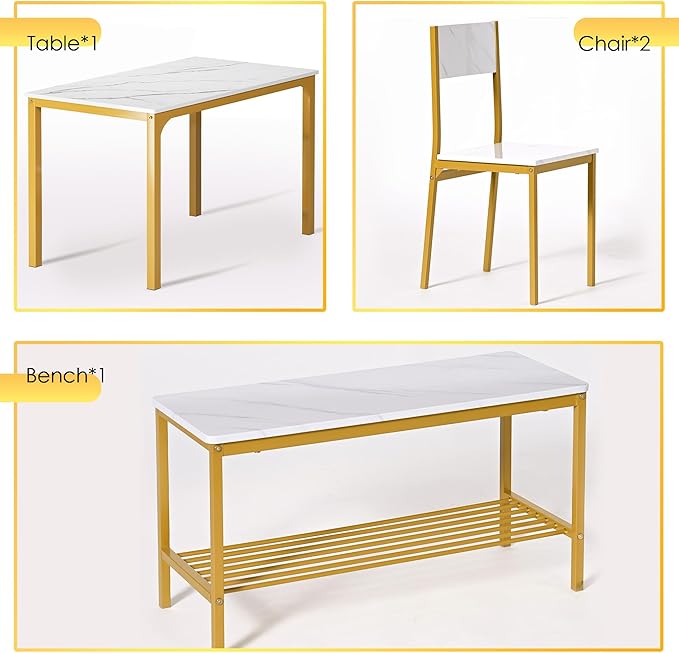 soges 4 Person Dining Table Set, 43.3 inch Kitchen Table Set - Image 7