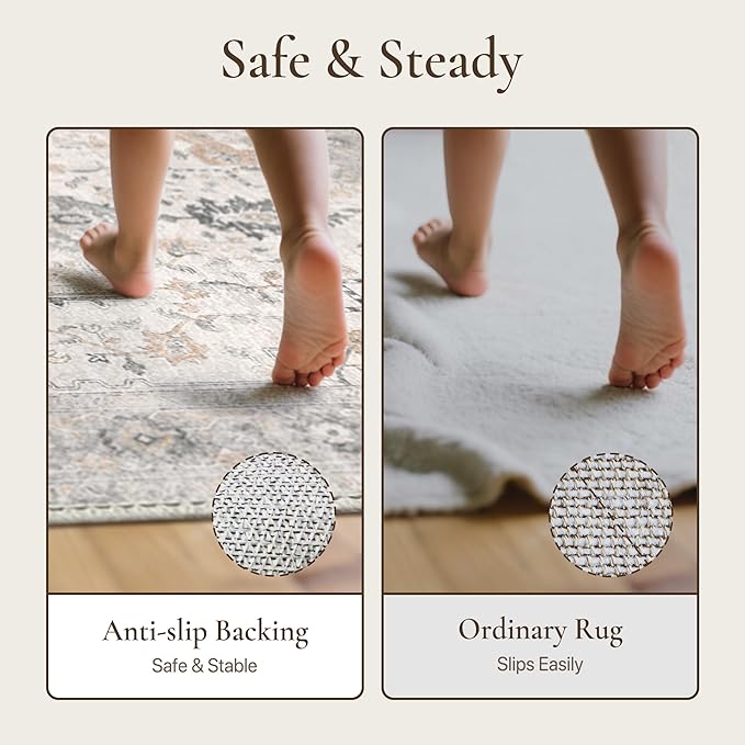 GENIMO 29"x17" Area Rugs for Living Room, Machine Washable Non Slip Vintage Rugs - Image 8