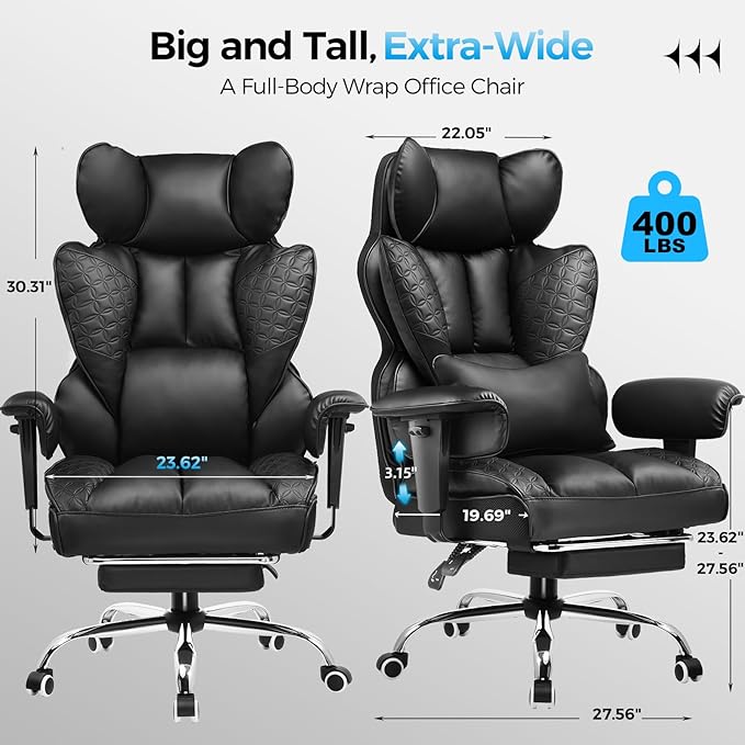 COMHOMA Big and Tall Office Chair 400LBS Wide Ergonomic Gaming Chair - Image 2
