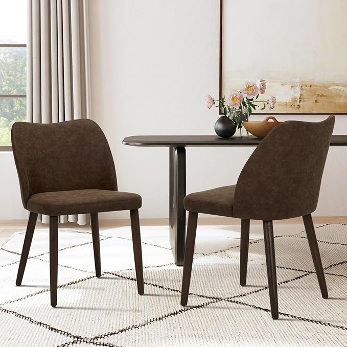COLAMY Upholstered Dining Chairs Set of 4, Modern PU Leather Dining Room - Image 2
