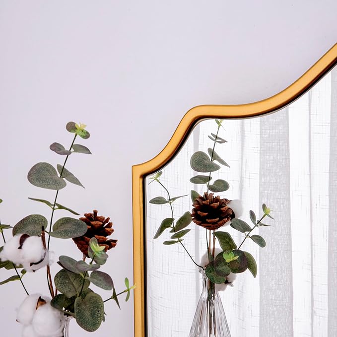 Chende Large Gold Mirror with Arched Top, Modern Decorative Mirror with Wooden - Image 3