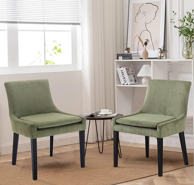 COLAMY Modern Dining Chairs Set of 6, Upholstered Corduroy Accent Side Chairs - Image 2