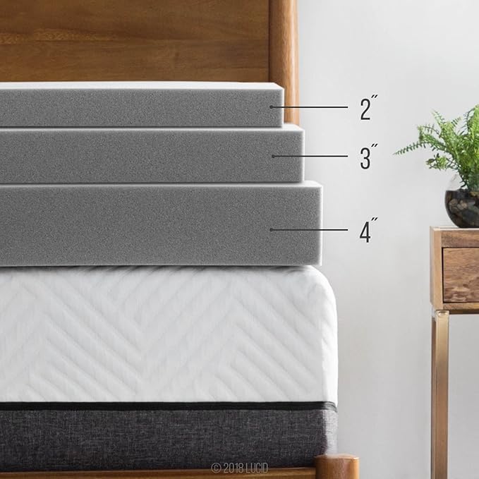 Lucid 2 Inch Ventilated Bamboo Charcoal Memory Foam Mattress Topper - Image 4