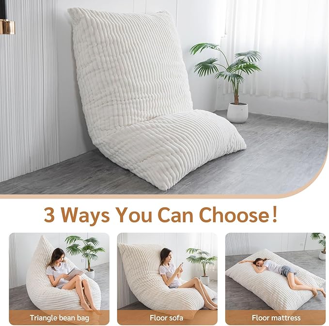 BYBYME 3 in 1 Bean Bag Chairs, Bean Bag Bed - Image 5