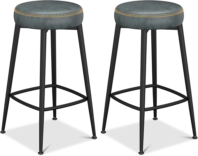 Counter Height Bar Stools, Upholstered Faux Leather Kitchen Counter Stools by ErdoruLiving