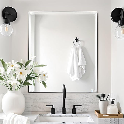 20x30 Inch Black Bathroom Mirror by Bonverre