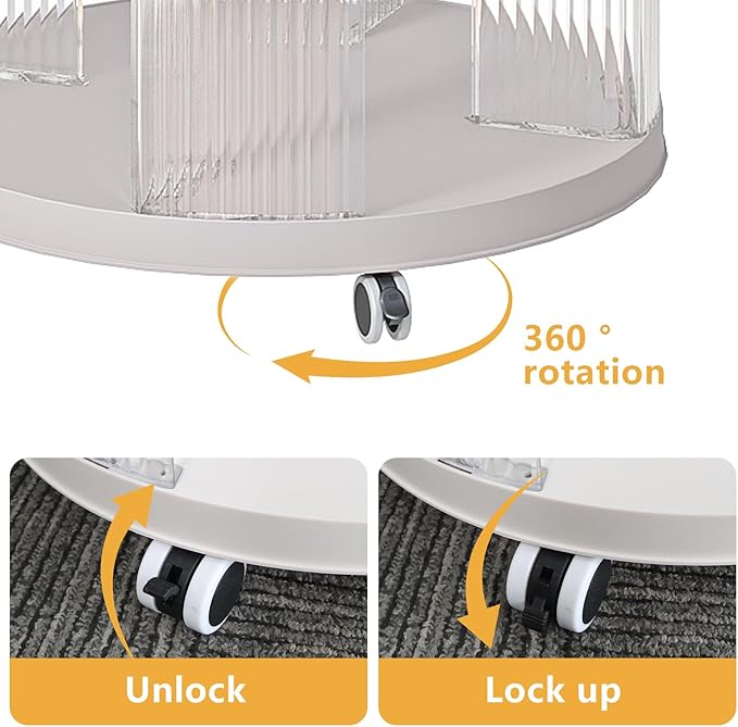 Rotating Bookshelf, 360°Display Spinning Rolling Bookshelf Tower, 3 Tiers - Image 5