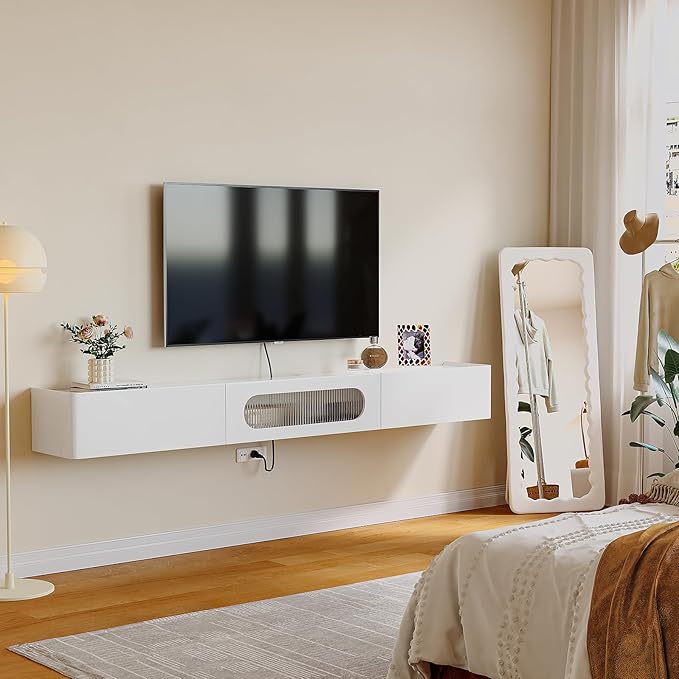 Floaticase Floating TV Stand, 94IN Fully Assembled Hign Gloss Wall Mounted - Image 6