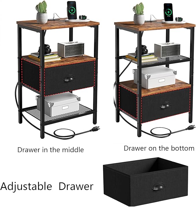 Sthmec Nightstands Set of 2, LED Bedside Tables - Image 6