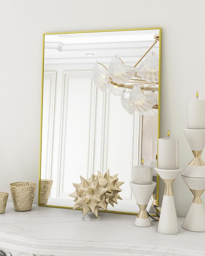 Koonmi Gold Mirrors for Wall, 24x36 Inch Bathroom Mirror, Rectangular Wall by KOONMI