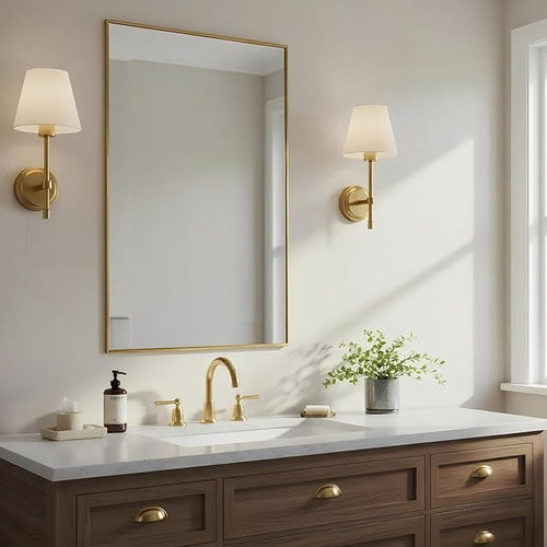 20x36 Inch Brass Bathroom Mirror by Bonverre