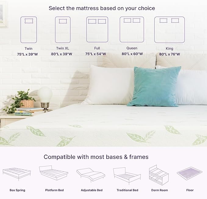 NapQueen Queen Size, 10 Inch Anula Green Tea Infused Memory Foam Mattress - Image 9