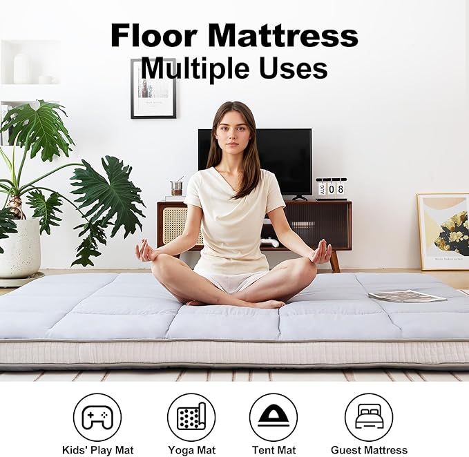 Tiita Floor Mattress Memory Foam Mattress Topper, Portable Roll Up Travel Car - Image 3