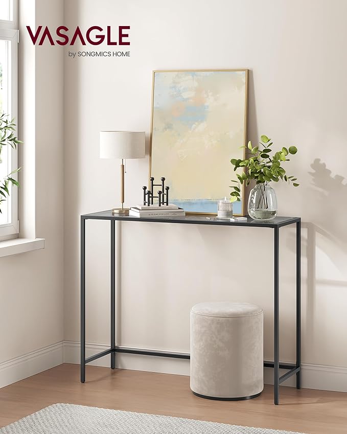 VASAGLE Entryway Table, Console Table, Tempered Glass Tabletop, Modern Sofa - Image 2