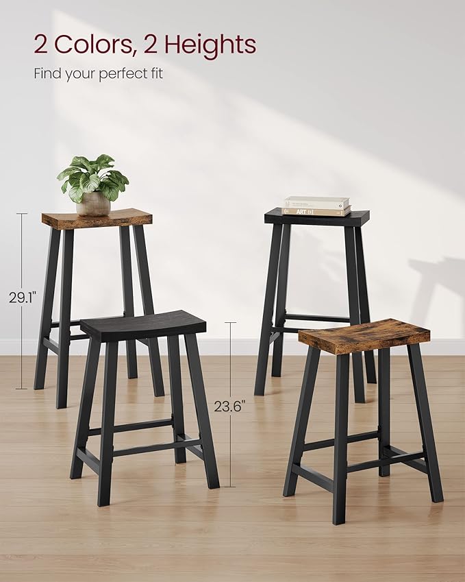 VASAGLE Bar Stools Set of 2, Counter Height Stools, Bar Chairs - Image 8