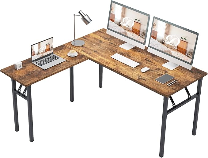 DlandHome Reversible L-Shaped Desk Large Corner Desk Folding Table Computer by DlandHome