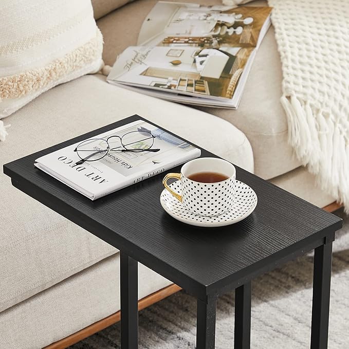 VECELO C Shaped End Side Table for Sofa Couch and Bed Snack TV Tray for Living - Image 6