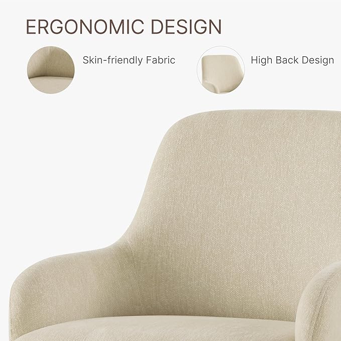 Swivel Dining Chairs Set of 4, Mid Century Modern Chairs Fabric Upholstered - Image 6