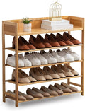 Bamboo Shoe Rack Organizer, 5 Tier Shoe Shelf Storage Organizer, by Suwoic