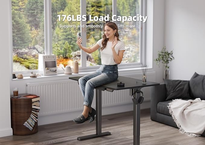 YDN Standing Desk with Drawers, 48 x 24 Inch Adjustable Height Stand Up Desk - Image 7