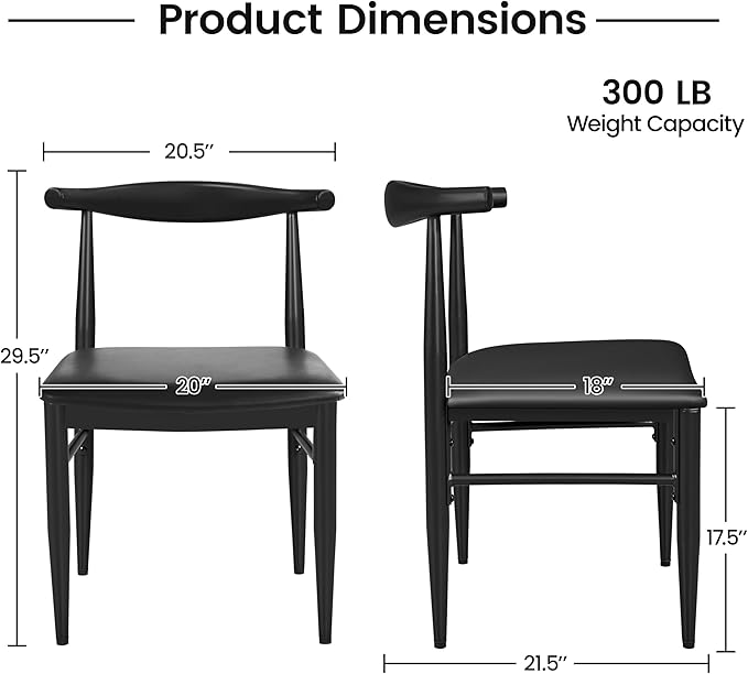 Yaheetech Dining Chairs Set of 6 Mid Century Modern Leather Dining Room Chairs - Image 3