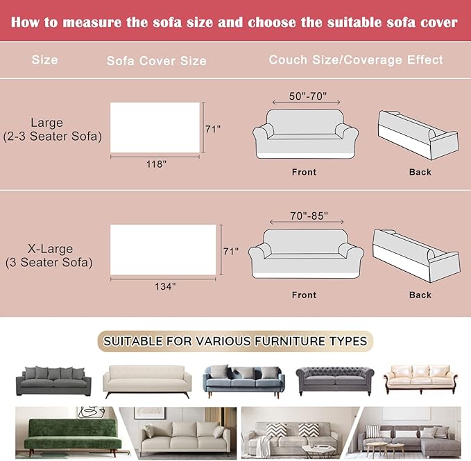 VM VOUGEMARKET Pink Sofa Cover Thick Shaggy Fluffy Sectional Couch Cover Plush - Image 4