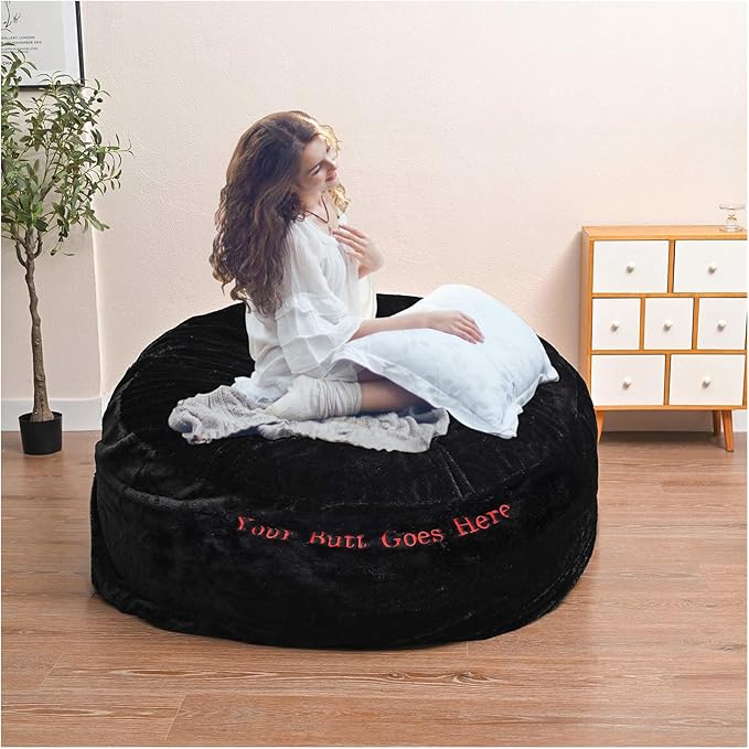 Bean Bag Chair for Adults Kids Without Filling Comfy Fluffy Giant Round Beanbag by FunnyFurnitureforYourHous