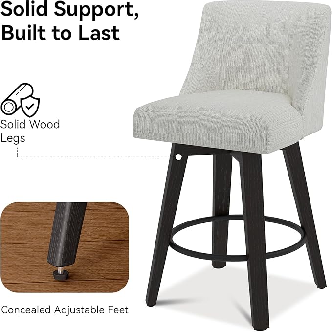 Counter Height Swivel Bar Stools Set of 3, 26 Inch Bar Stools - Image 5