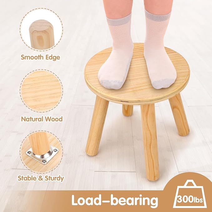 wingyz Wooden Step Stools for Kids, 10 Inch Solid Kids Chairs Perfect Matched - Image 2