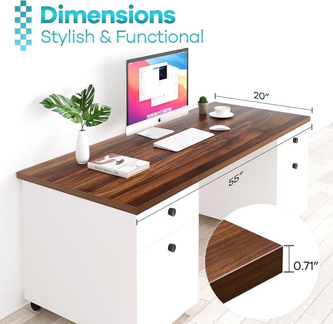 Kaboon Universal Tabletop 55"x20", Solid One-Piece Melamine Table Top, Double - Image 3