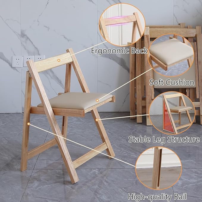 Wood Round Folding Dining Table - Image 4