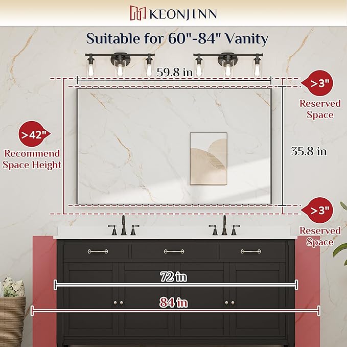 Keonjinn 60 x 36 in Brushed Nickel Bathroom Mirror, Rectangular Metal Framed - Image 5