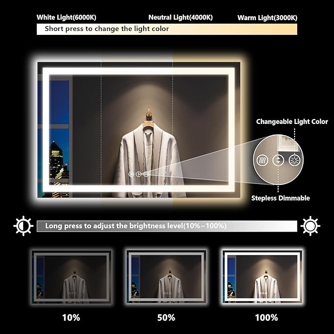 60x40 Inch LED Bathroom Mirror - Image 4