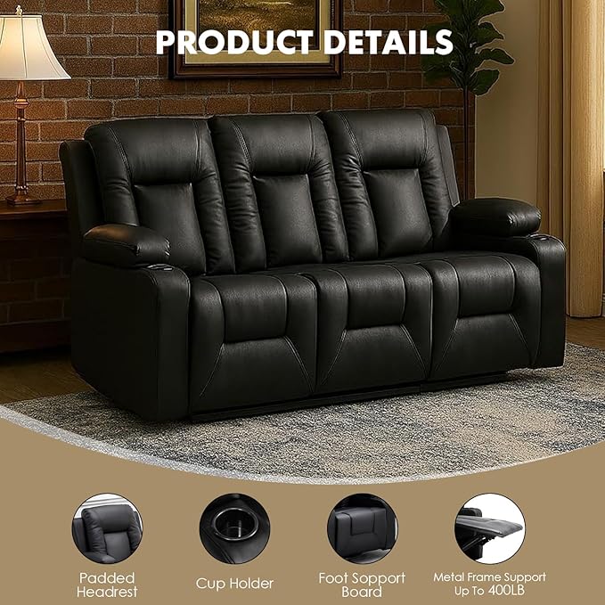 LUCKLIFE Leather Recliner Sofa Set - Image 3