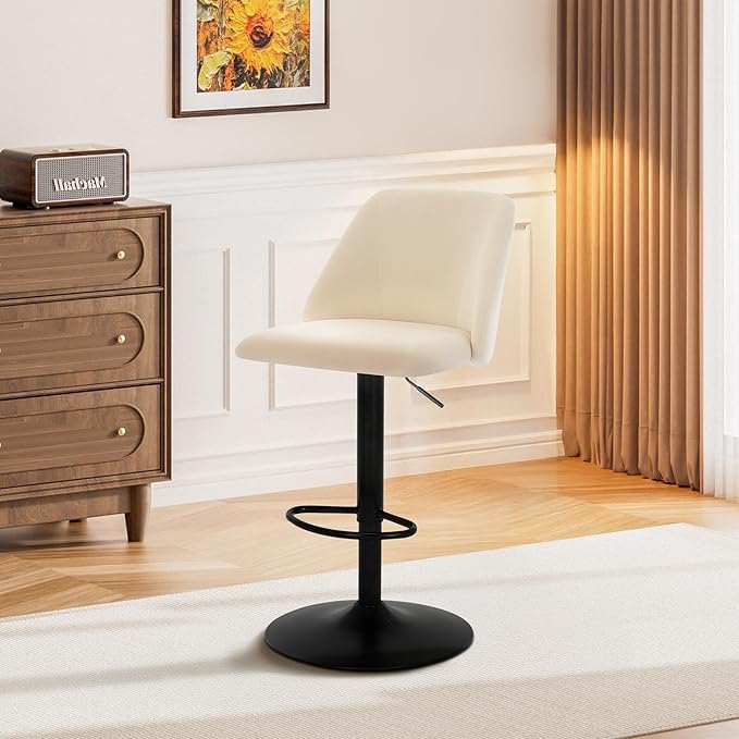 COLAMY Bar Stools Set of 2, Modern Swivel Bar Chairs, Adjustable Upholstered - Image 9