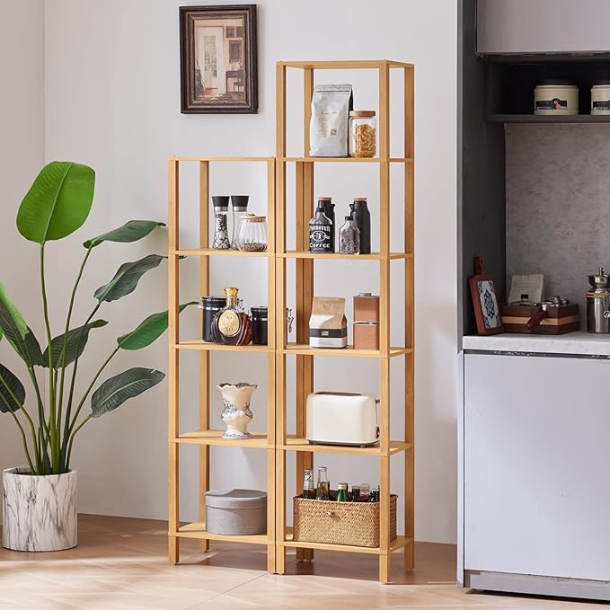 54in Tall Bookshelf 5-Tier Small Narrow Bookcase, Skinny Book Shelf - Image 8