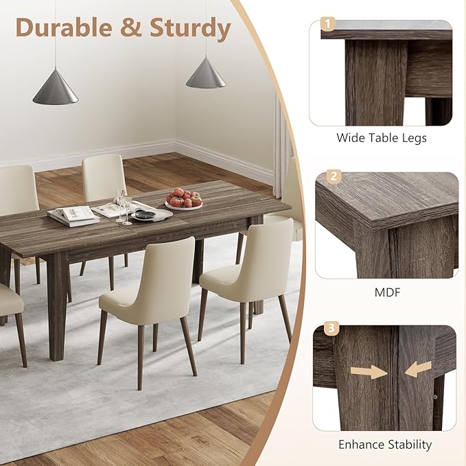 Expandable Dining Table, Large Wood Dining Table - Image 4