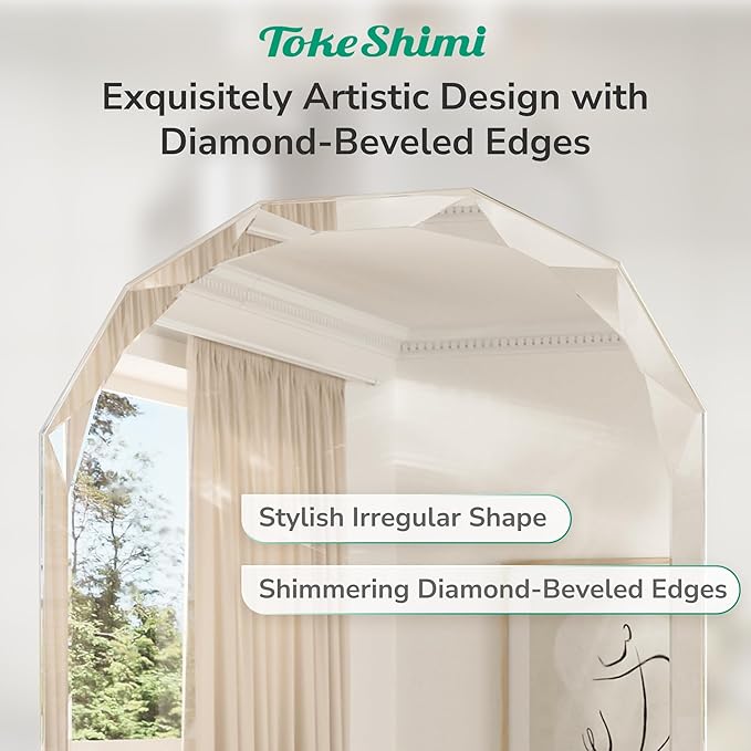 TokeShimi 30x36 Beveled Bathroom Mirror Frameless Stylish, Irregular Wall - Image 3