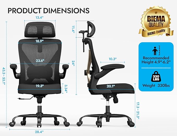 Ergonomic Office Chair-Mesh Computer Desk Chair Comfy, High-Back Gaming Chairs - Image 2