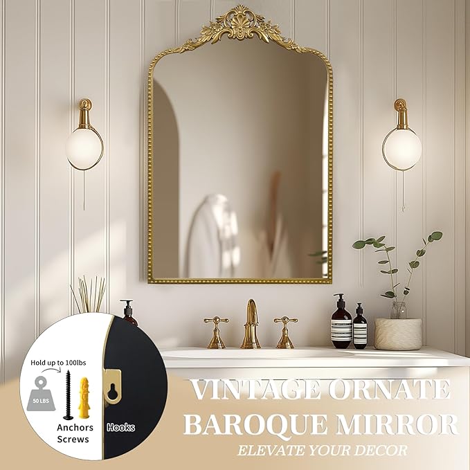 G-LEAF Vintage Baroque Full Length Floor Mirror 30"X48", Victorian Antique - Image 4