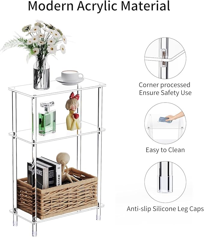Clear Acrylic Narrow Side Table Set of 2 - Image 4