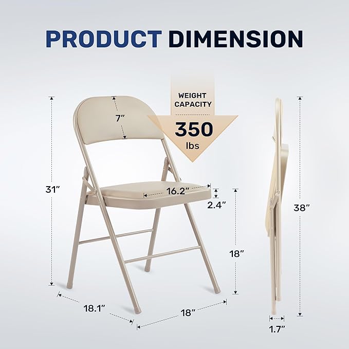 HealSmart 4 Pack Folding Chairs - Image 3