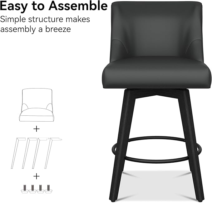 Counter Height Bar Stools Set of 3, Modern Swivel Barstools - Image 4