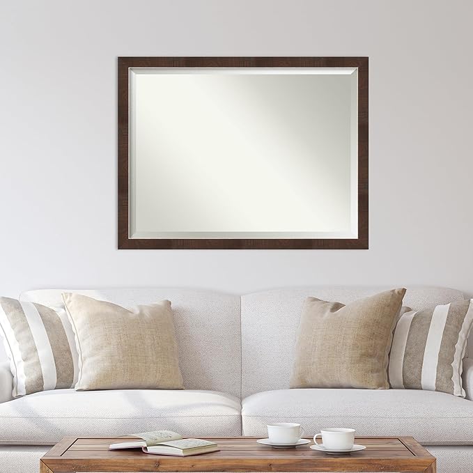 Amanti Art Brown Wall Mirror 33x43 Wildwood Brown Narrow Rectangle Bathroom - Image 5