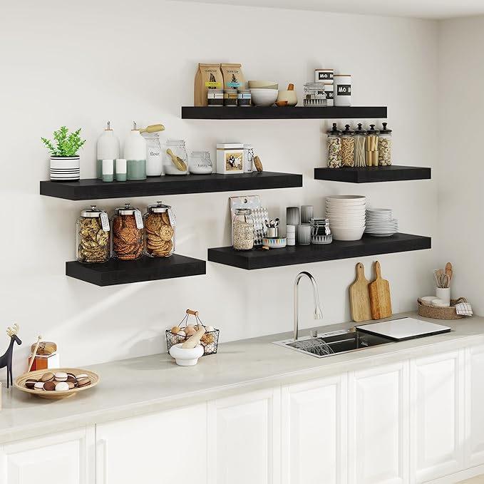 Heimlove Black Bathroom 12'' Deep Floating Shelves - Image 7